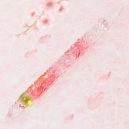 Lingering Cherry Blossoms Swell Dual-sided Glass Pen, BUNGUBOX x Synchronicity Glass Art