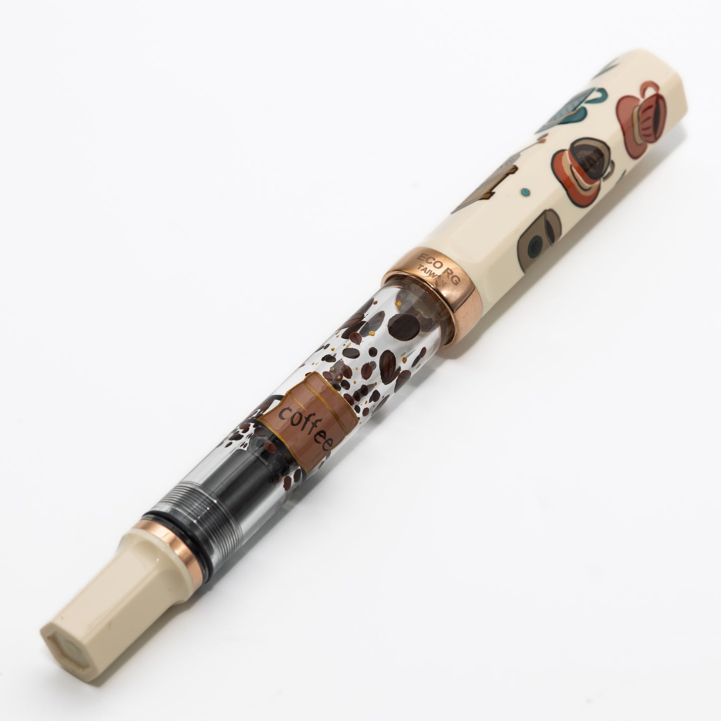 Quartier latin Cafe au lait Wajima Makie fountain pen, TWSBI ECO