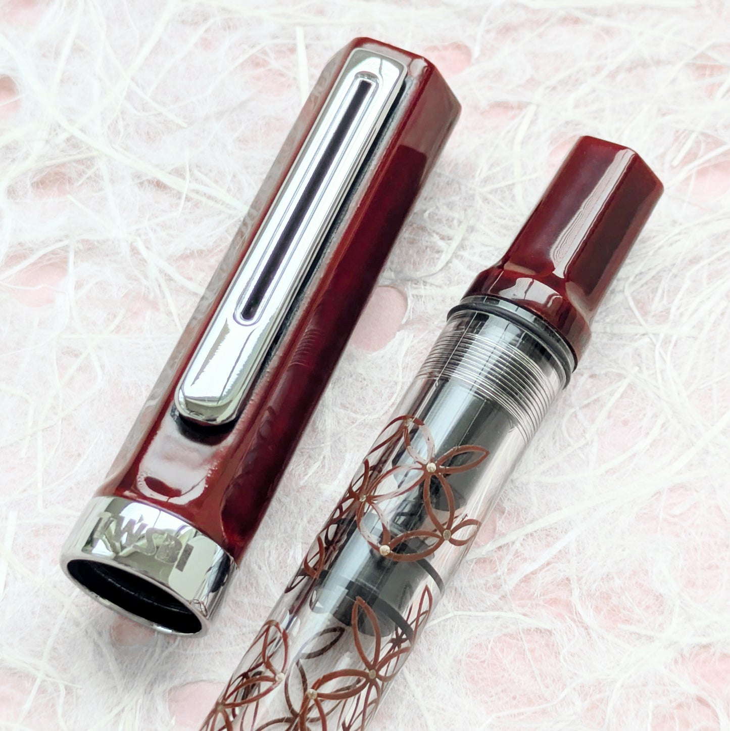 赤溜め七宝繋ぎ 輪島蒔絵万年筆 TWSBI ECO