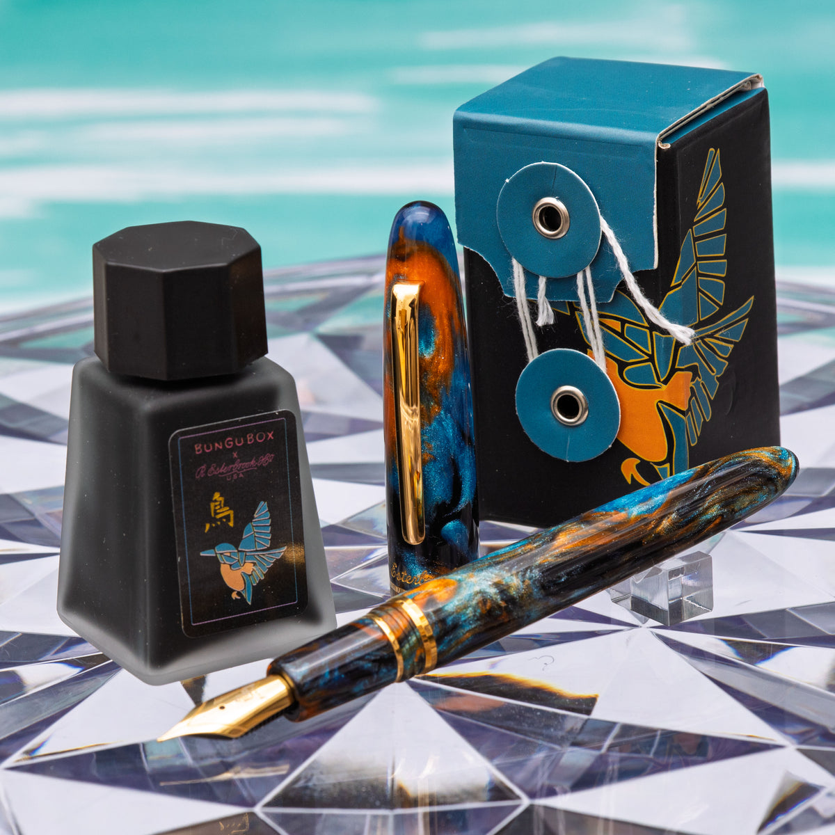 Kachofugetsu - Kingfisher ink BUNGUBOX × Esterbrook